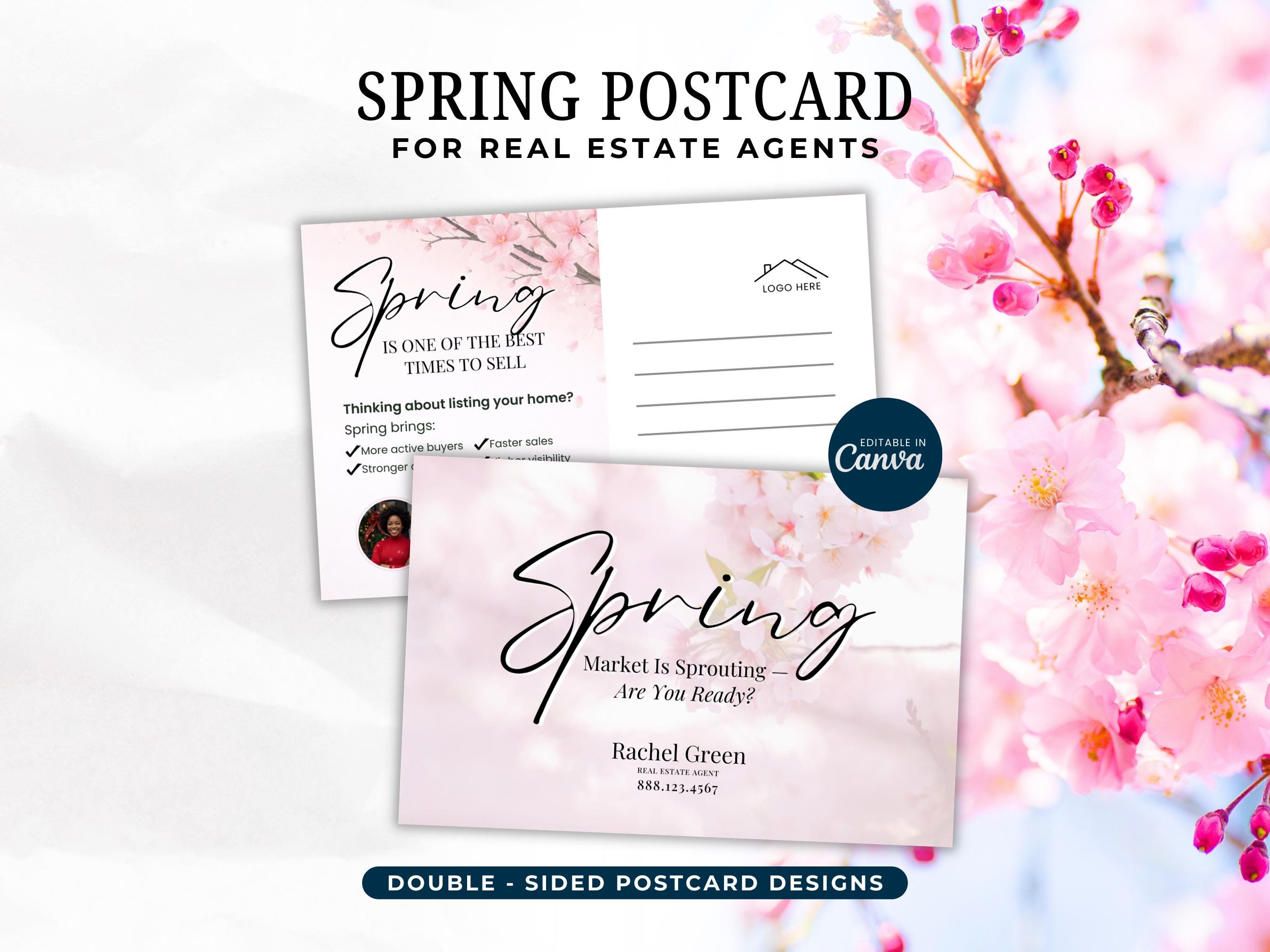 Spring Realtor Image Spring Real Estate Postcard Canva Template, Realtor Marketing Mailer ...