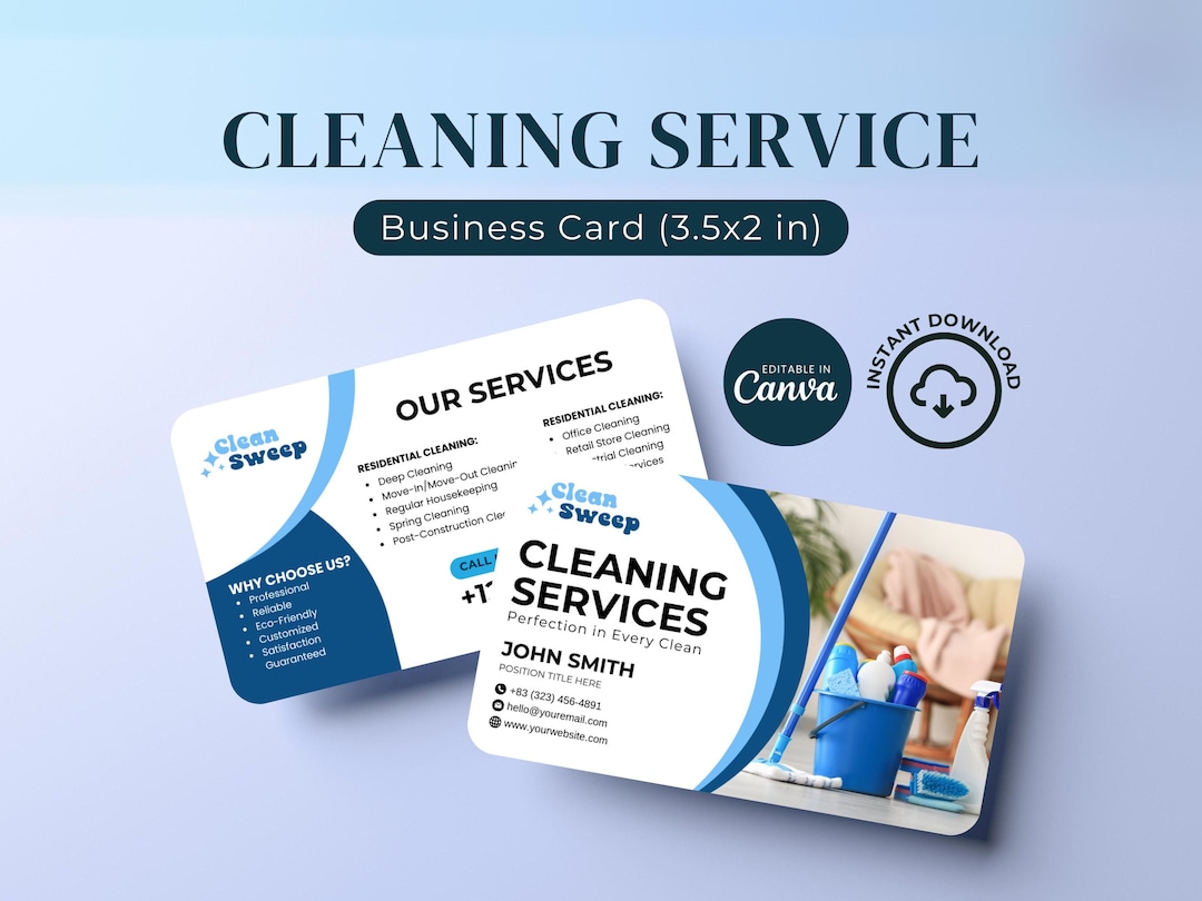 Professional Commercial Cleaning Business Card Template, Modern ...