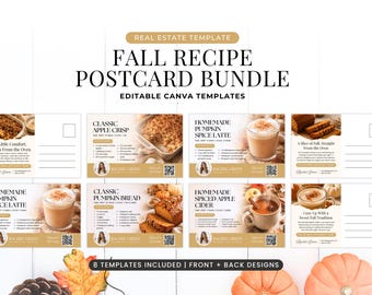 Fall Real Estate Marketing Postcard Canva Template, Realtor Recipe Mailer, Fall Real Estate Cards, Editable Direct Mail Design
