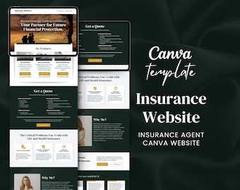 Site Web pour agent d&#39;assurance Marketing sur les réseaux sociaux Assurance vie Publication Instagram Modèle Canva prêt à l&#39;emploi Site Web pour agent d&#39;assurance