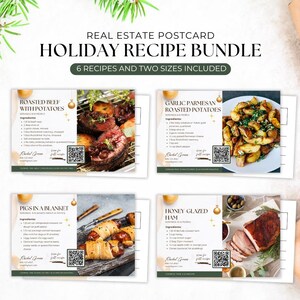 Urlaub Makler Postkarte mit Rezept Vorlage Bundle, Realtor Postkarte für Weihnachten Real Gebäude Postkarte Vorlage Marketing, Canva Vorlage