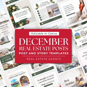 December Real Estate Content Posts for Winter Real Estate Agent, December Social Media Post, Christmas  Realtor Holiday Social Media Posts