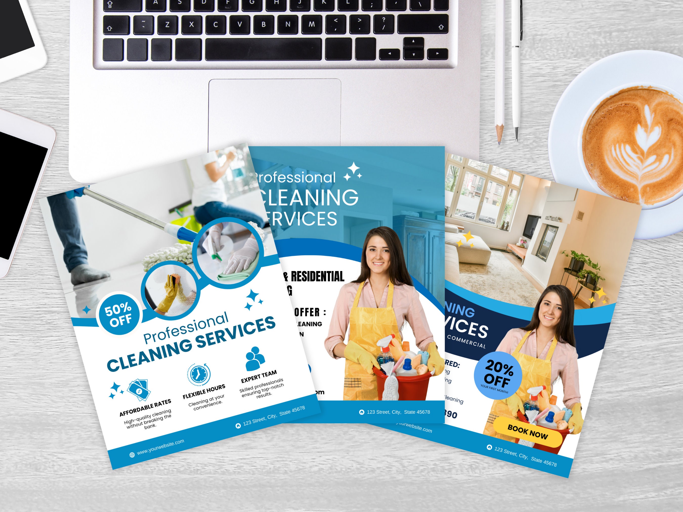Cleaning Business Flyers &amp; Social Media Templates, Pro Cleaning Service ...