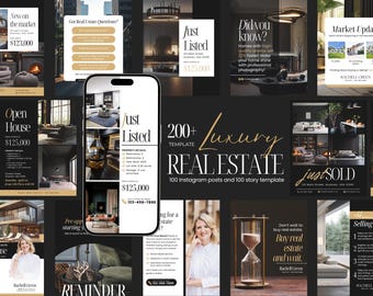 Luxus Immobilen Social Media Templates, Realtor Social Media Marketing Instagram, Real Objekte Social Media Posts Canva Template,