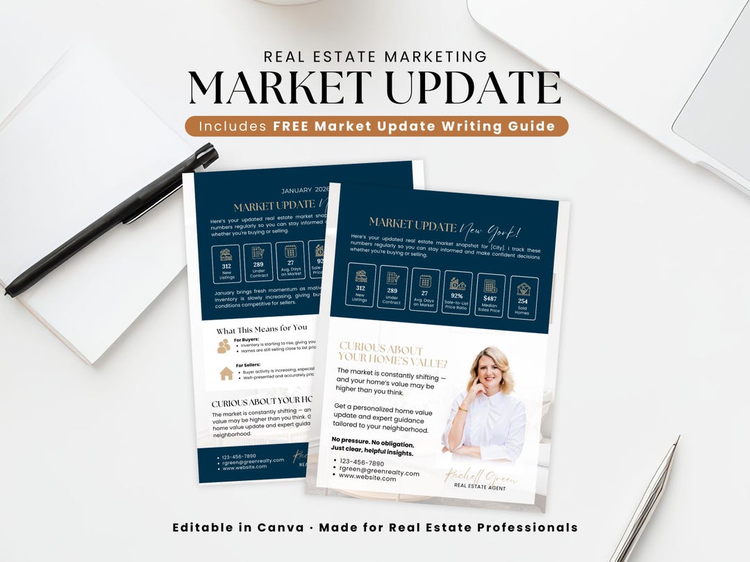 Real Estate Market Update Flyer Canva Template, Monthly Market Report ...