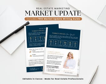 Real Estate Market Update Flyer Canva Template, Monthly Market Report Letter, Realtor Farming Marketing Page, Neighborhood Stats Report