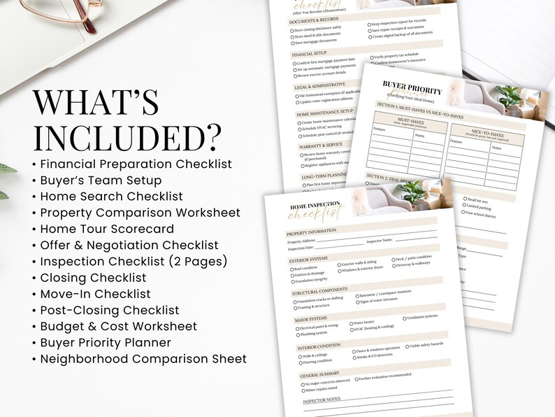Real Estate Buyer Checklist Bundle Canva Template, Editable Buyer Guide ...