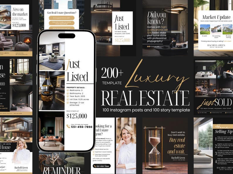 Luxury Simple Elegant Black Real Estate Social Media Posting, Realtor ...