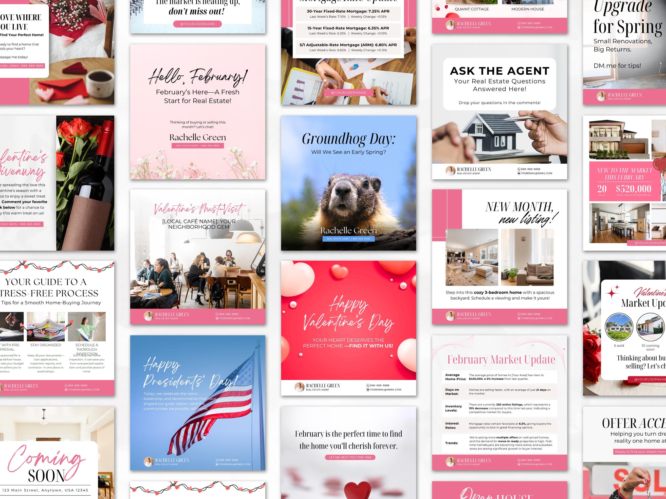 February Real Estate Templates, Valentines Day Real Estate Posts, Real ...