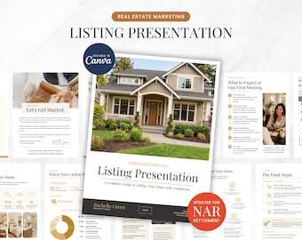 Real Estate Listing Presentation, Listing Consultation, NAR Settlement, Modern Canva Template, CMA, Home Seller Guide, Realtor Kit