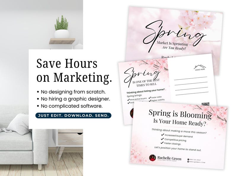 Spring Real Estate Postcard Canva Template, Realtor Marketing Mailer ...