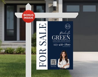 Complete Real Estate Yard Sign Template Canva, Custom For Sale Sign, Modern Realtor Sign Rider, Editable Real Estate Marketing Lawn Signs