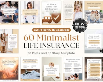 Life Insurance Social Media Templates, Editable Canva Templates for Insurance Agents, Financial Services, Minimalist Insurance Marketing