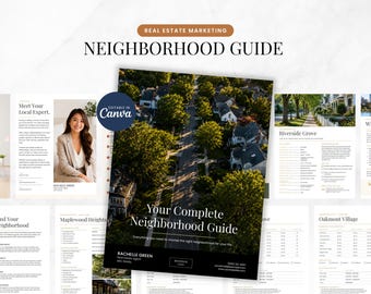 Real Estate Neighborhood Guide Canva Template, Community and Local City Guide, Welcome Kit, School Guide, Realtor Marketing Book