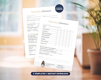 Plantilla de cuestionario para compradores de bienes raíces, paquete de consulta para compradores de vivienda, formulario de admisión y ficha de perfil del comprador, información del cliente del agente inmobiliario