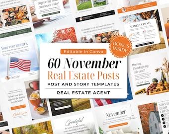 November Real Estate Posts Marketing, Thanksgiving Real Estate November Real Estate Social Media, Hello Marketing November for Realtor