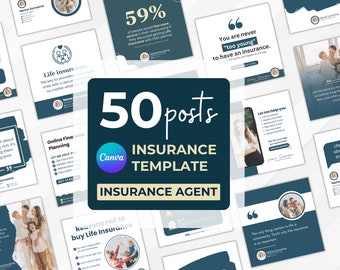 Canva Template  for Insurance Agent Social Media Marketing Life Insurance Instagram Posting Ready To Use Canva Editable For Insurance Agent