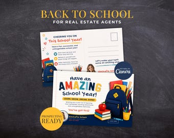 Real Estate Back to School Card, Realtor Mailer Postcard, Agent Farming Template, Hello Neighbor Marketing, Prospecting Campaign