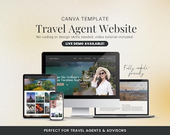 Luxury Travel Agent Website Template, Canva Landing Page (Digital Download)