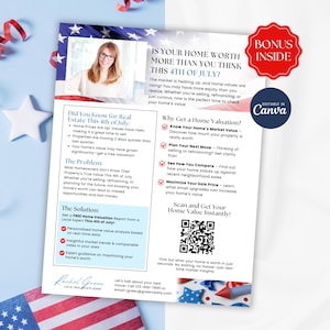 4th of July Real Estate Flyer and Newsletter Bundle, Hello Neighbor Letter, Canva Template, Realtor Marketing July Email Printable Pack