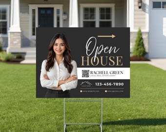 Open House Sign Template, For Sale Yard Sign, Customizable For Sale Signage, Open House Directional, Real Estate Yard Horizontal Sign