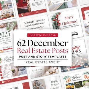 December Winter Real Estate Posts for Social Media  Instagram Template, Real Estate Holiday Marketing, Realtor Holiday Posts Christmas Ads,