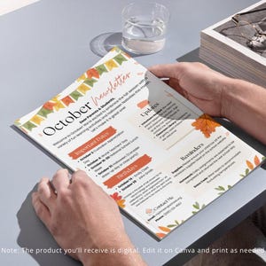 October School Newsletter Template Fall Theme, Printable Monthly ...