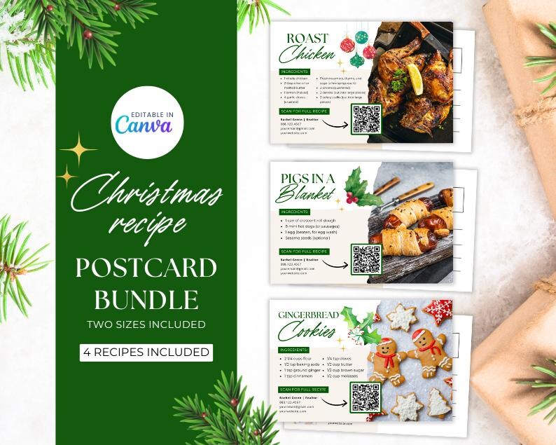 Christmas Real Estate Postcard Template Bundle, Holiday Postcards for