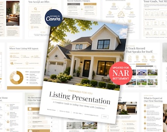 Real Estate Listing Presentation, Listing Consultation, NAR Settlement, Modern Canva Template, CMA, Home Seller Guide, Realtor Kit