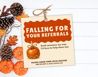 Realtor Fall Marketing Pop By Tags, Fall Realtor Gift Tags Template, Thanksgiving Realtor Tags, Referral Pop Bys, Printable Canva Template