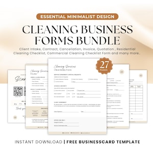 Cleaning Business Forms Templates Bundle, Cleaning Service Documents, Client Intake Form, Commercial Cleaning Contract, Marketing Checklist