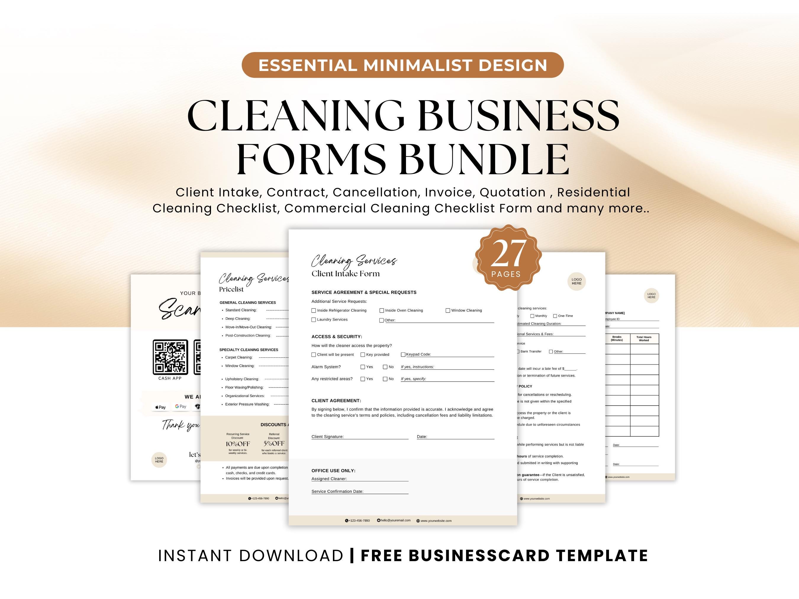 Clean Form Design Sample Cleaning Business Forms Templates Bundle, Cleaning Service Documents ...