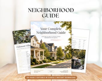 Real Estate Neighborhood Guide Canva Template, Community and Local City Guide, Welcome Kit, School Guide, Realtor Marketing Book