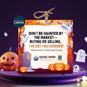 Halloween Realtor Pop By Tags, Printable Real Estate Halloween Gift Tags, Boo Pop By, Pumpkin Referrals, Realtor Marketing Templates, Canva