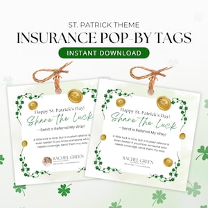 St. Patrick Insurance Marketing voor levensverzekeringsagenten, bewerkbare pop-by-tag en cadeaukaartjes, zakelijke sjablonen levens- en ziektekostenverzekering