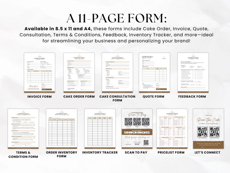Editable Cake Care Cutting Instructions, Cake Business Templates Bundle ...