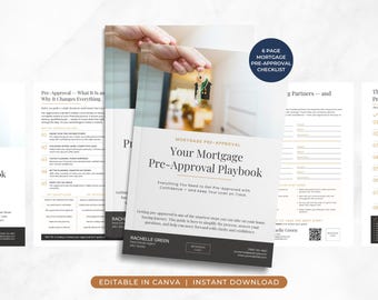 Mortgage Pre Approval Checklist Canva Template, Mortgage Loan Checklist, Buyer Information Guide, Realtor First Time Home Buyer