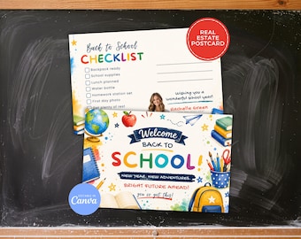 Real Estate Back to School Card, Realtor Mailer Postcard, Agent Farming Template, Hello Neighbor Marketing, Prospecting Campaign