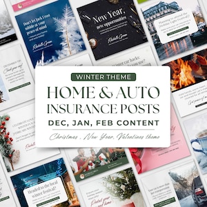 40 Winter Home Auto Insurance Agent Social Media Posts Marketing, Home Insurance Agent Instagram Posting, Auto Insurance Marketing Template