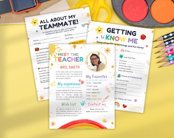 Teacher Likes & Coworker Favorite Things Printable, Editable Survey Form, All About Me Questionnaire, Staff Gift Ideas, Canva Back to School