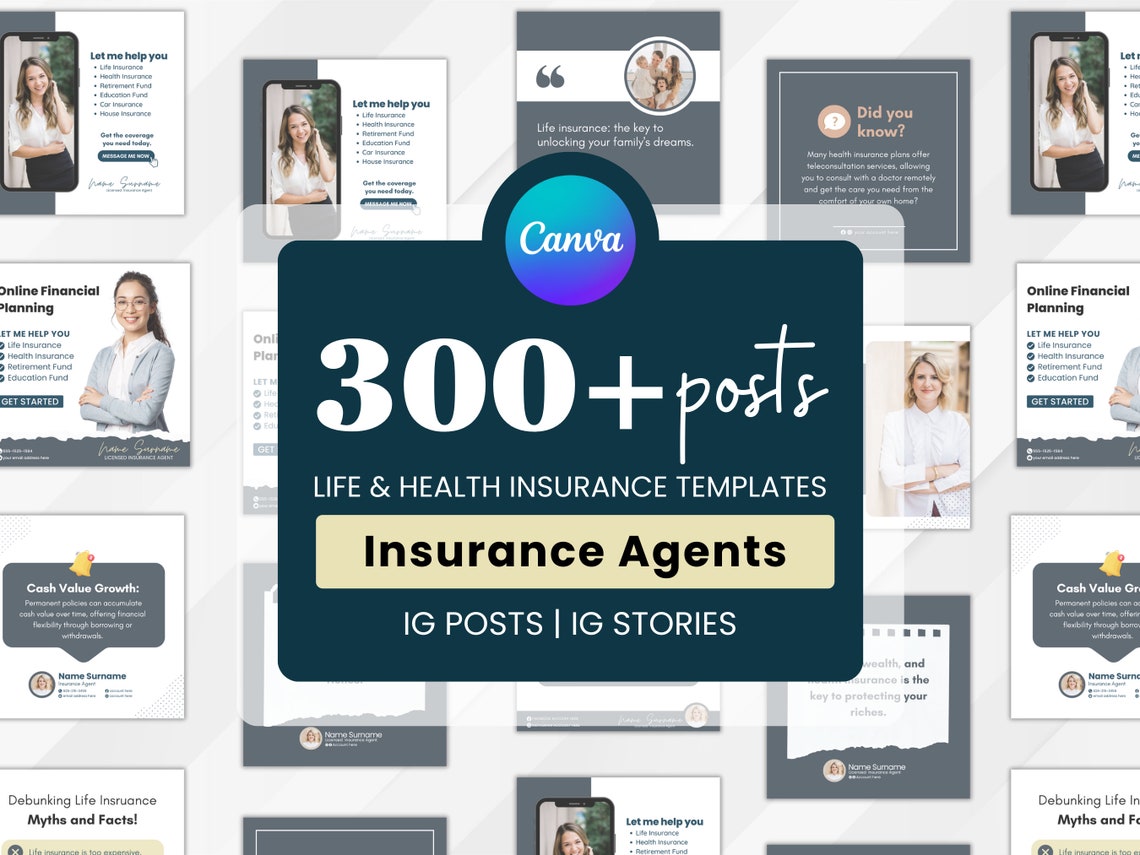 Canva Template for Insurance Agent Social Media Marketing Life ...