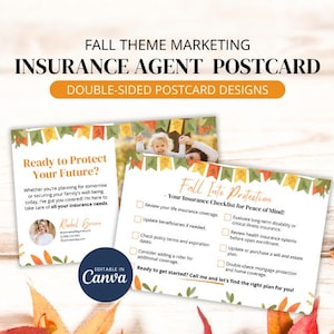 Fall Life Insurance Agent Postcard Marketing, Hello Neighbor Flyer for Insurance Mortgage Broker, Life and Health Insurance Canva Template
