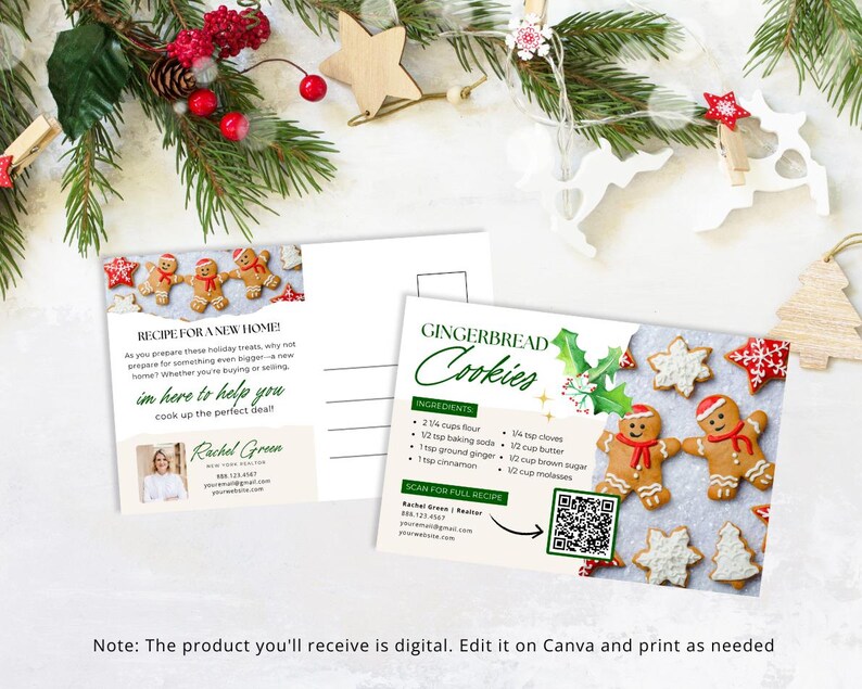Christmas Real Estate Postcard Template Bundle, Holiday Postcards for