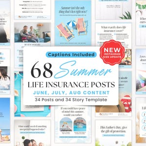 Summer Life Insurance Social Media Templates, Editable Canva Posts for ...
