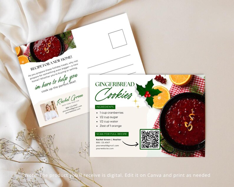Christmas Real Estate Postcard Template Bundle, Holiday Postcards for
