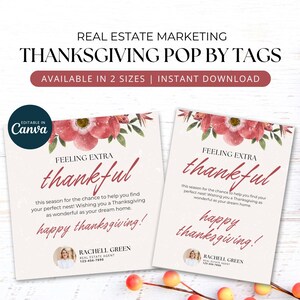Plantilla editable de paquete de postales inmobiliarias para el Día de Acción de Gracias, plantilla de Canva personalizable para agentes inmobiliarios, disponible en tamaños de 6 x 4 y 5 x 7 pulgadas