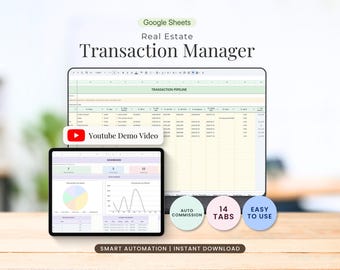 Real Estate Transaction Management Spreadsheet, Google Sheets Pipeline Tracker Dashboard, Closing Calendar Tasks Contingencies Template