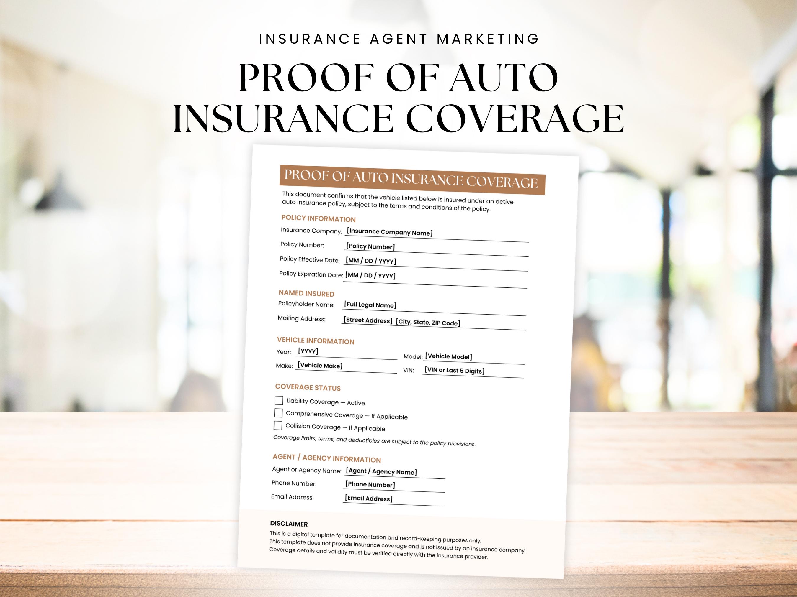 Proof of Auto Insurance Letter Template Canva Editable Printable Car ...