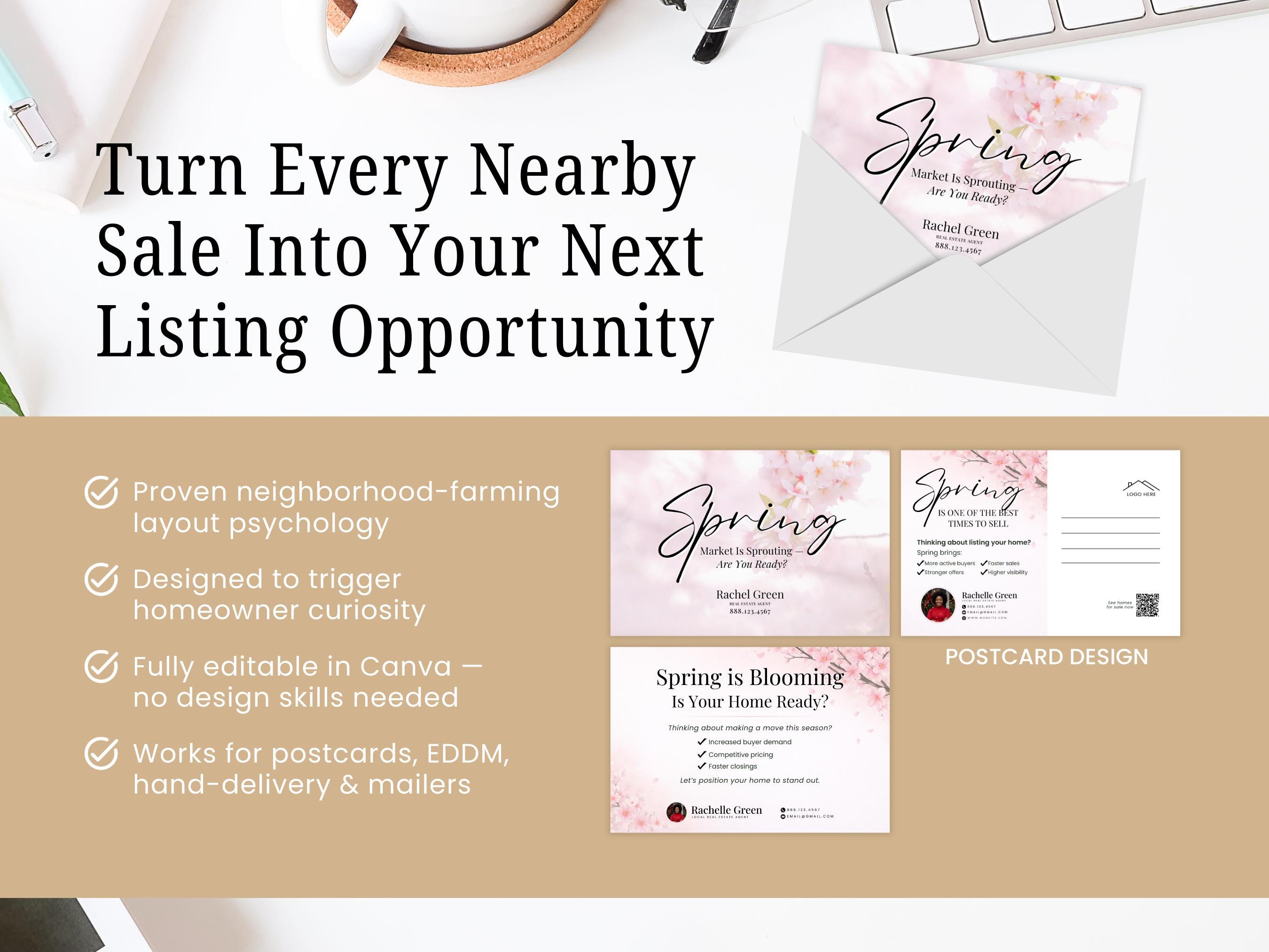 Spring Posts For Realtor Spring Real Estate Postcard Canva Template, Realtor Marketing Mailer ...