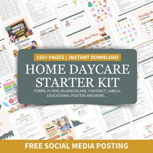 Home Daycare Starter Kit Bundle, Parent Handbook, Contracts, Flyers, Meal Plan, Daily Schedule, Tuition Agreement, Printable Canva Editable